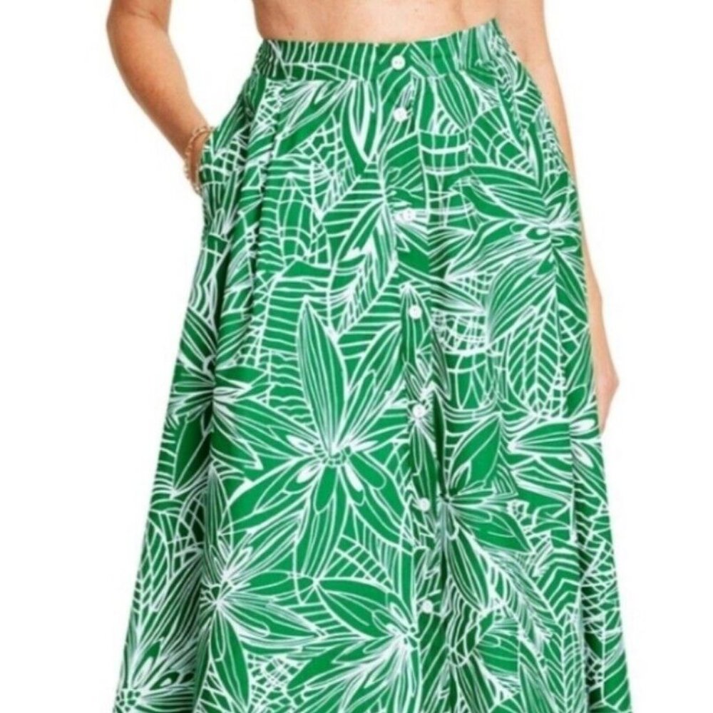Target x Tabitha Brown Linear Floral Print Maxi Skirt Green
